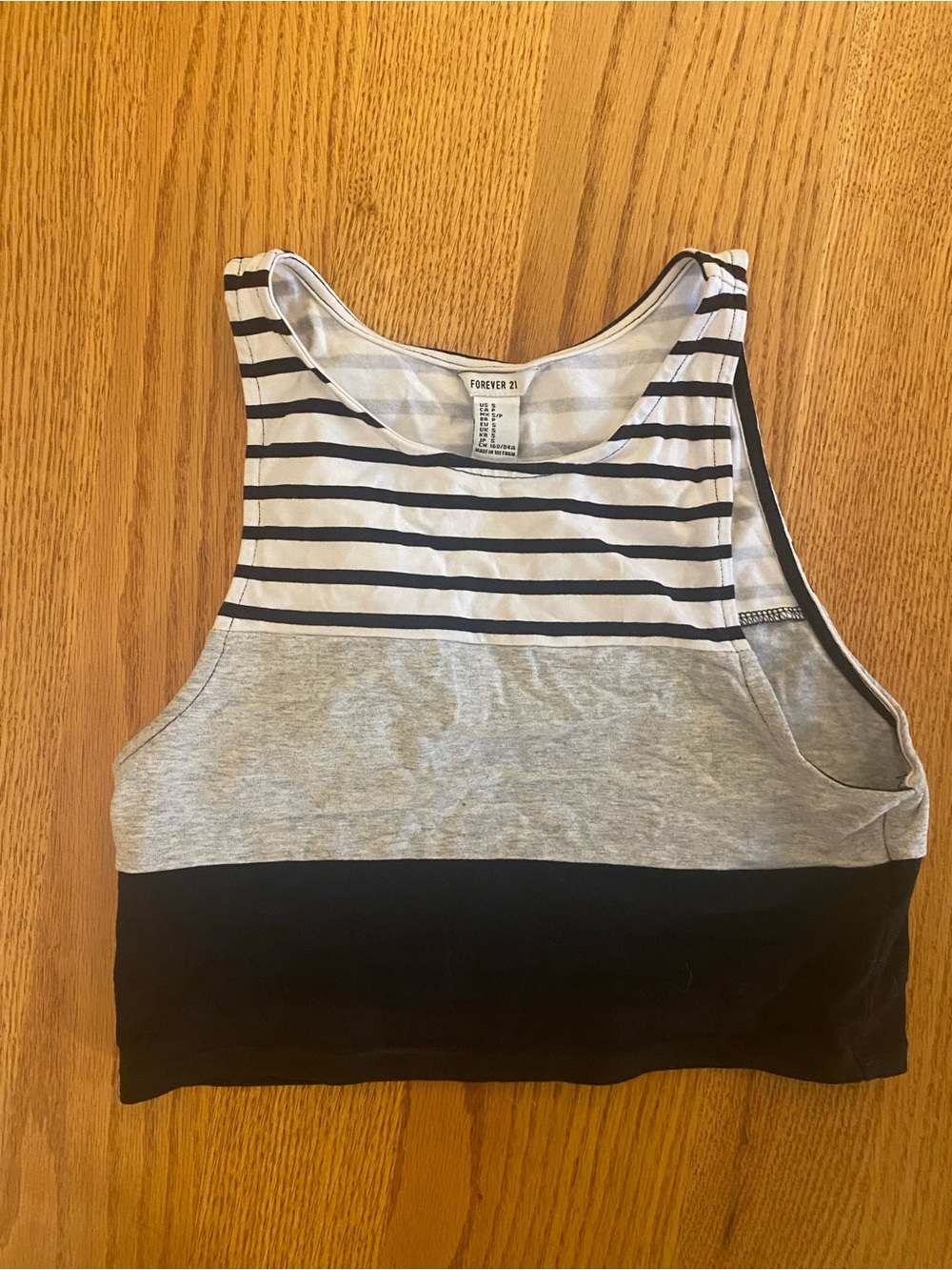 Forever 21 Black & White Striped Cropped Tank Top